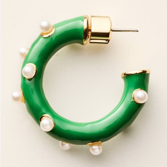 Pearl Polka Dot Hoop Earrings - kate spade New York NWT - Picture 2 of 3